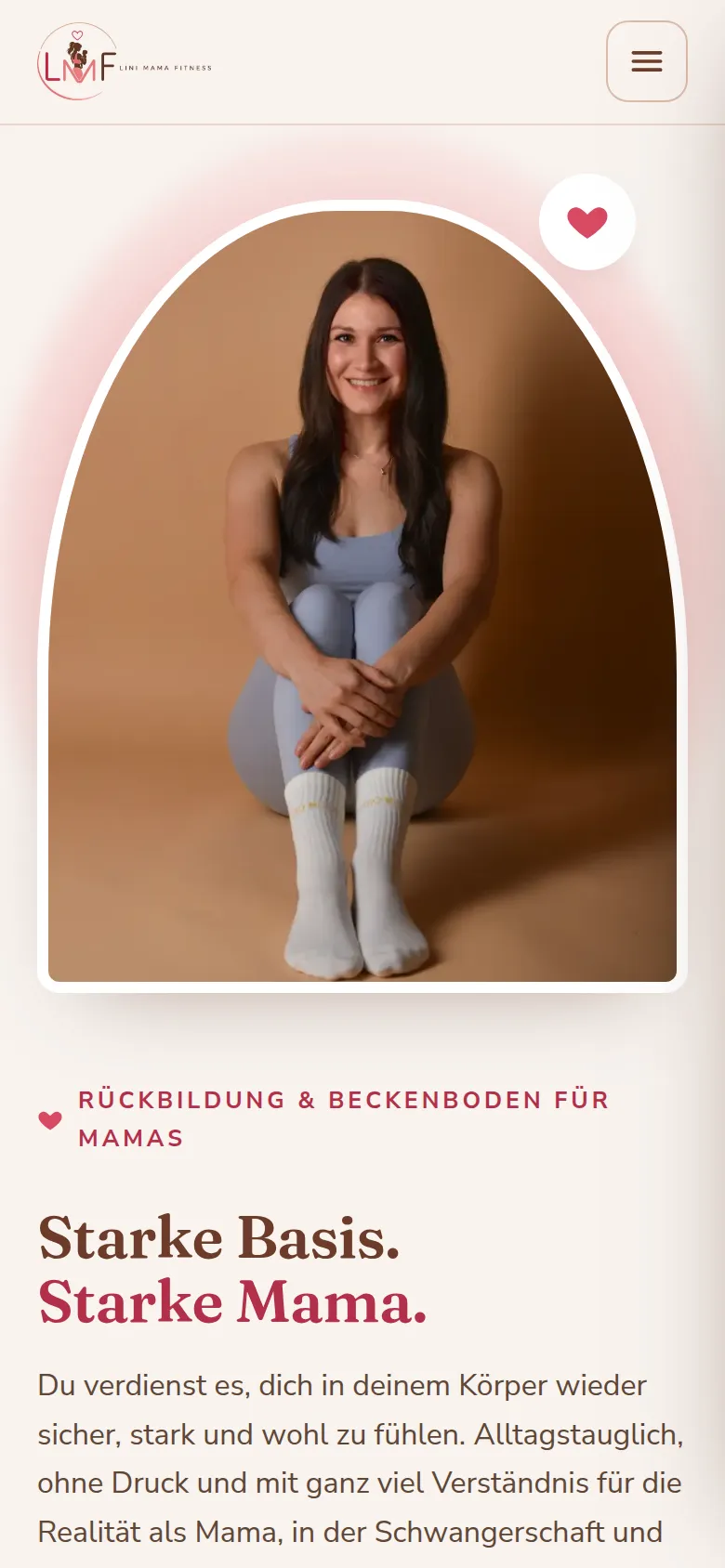 Startseite von Lini Mama Fitness auf dem Smartphone